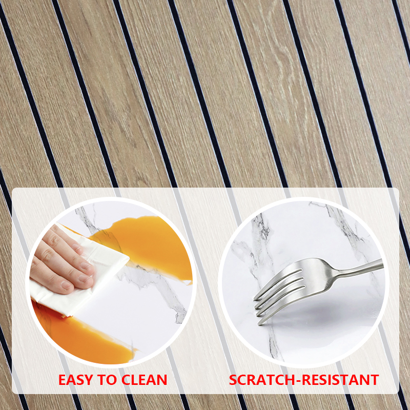 wholesale 3d self adhesive wood pattern sticker oil proof fluted wall stickers for kitchen living room