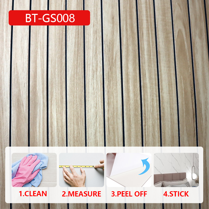 modern design living room tv background fluted wall sticker 3d wood grain IXPE pvc self-adhesive wal