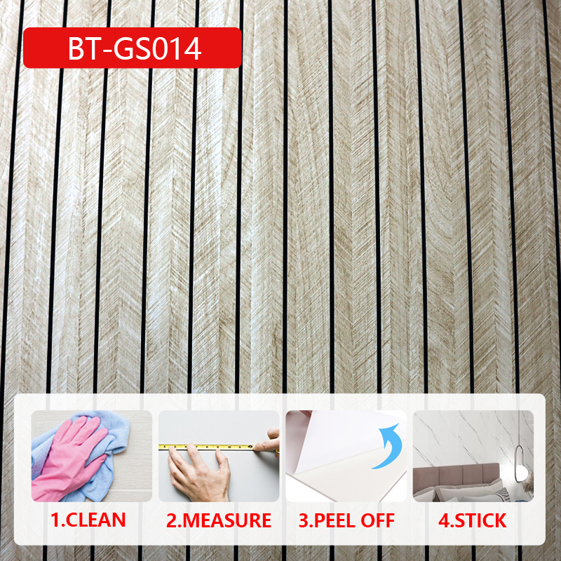 wholesale 3d self adhesive wood pattern sticker oil proof fluted wall stickers for kitchen living ro